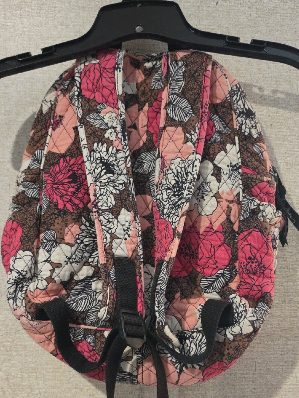 Vera Bradley Quilted Floral Backpack in Pink, Brown & Cream - Picture 2 of 4
